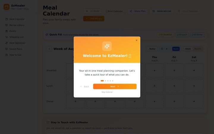 Screenshot of ezmealer.com