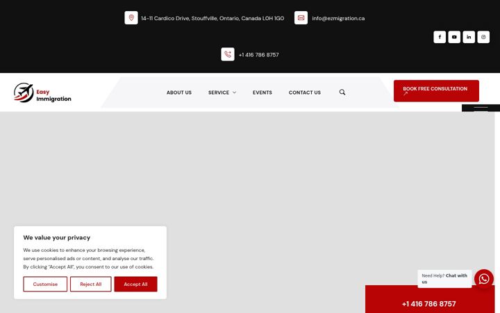 Screenshot of ezmigration.ca