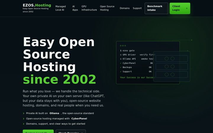 Posnetek zaslona ezoshosting.com