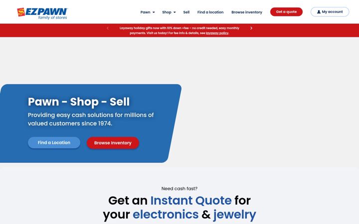 Screenshot of ezpawn.com