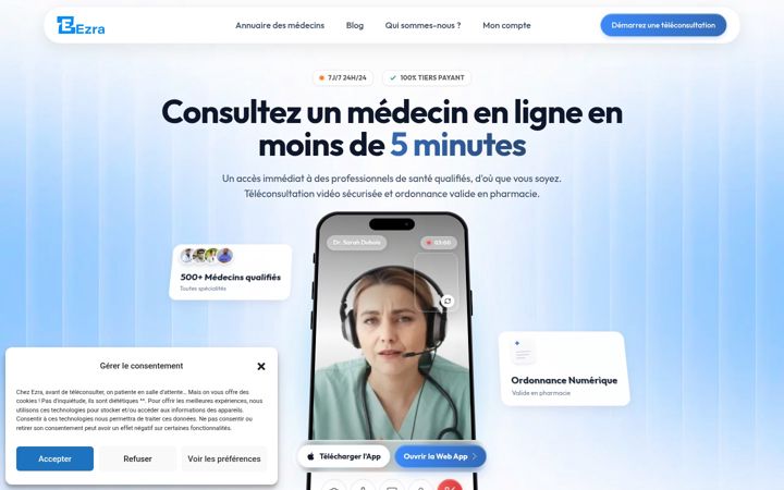 Screenshot of ezra-teleconsult.fr