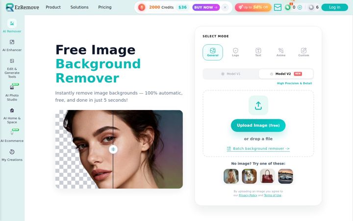 Screenshot of ezremove.ai