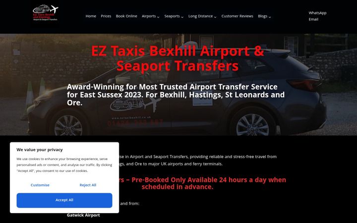 Screenshot of eztaxisbexhill.co.uk