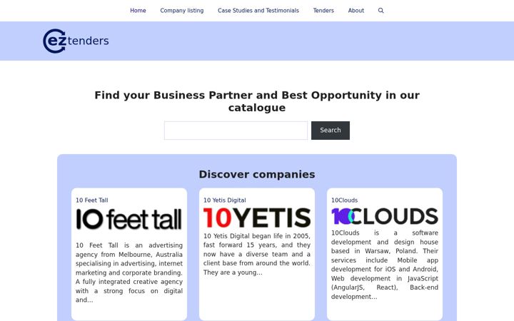 Screenshot of eztenders.com