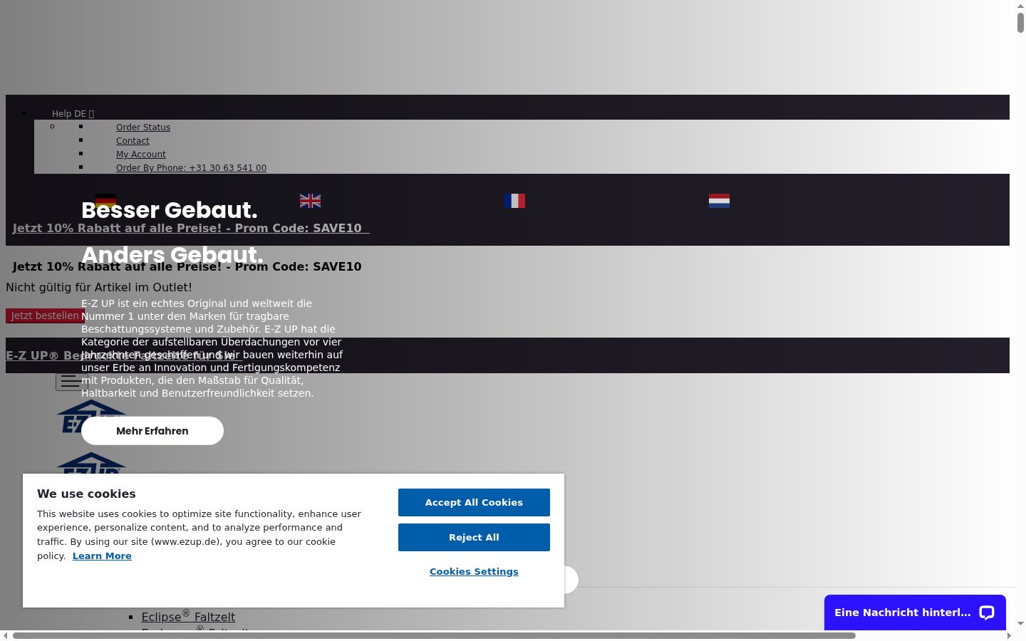 Screenshot van de toestemmingsbanner zoals getoond vóór enige interactie