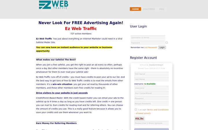 Skjámynd af ezwebtraffic.net