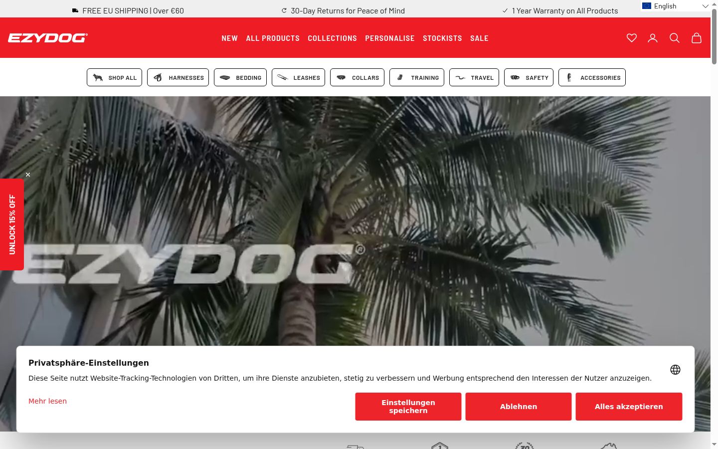 Screenshot des Einwilligungsbanners vor jeglicher Interaktion