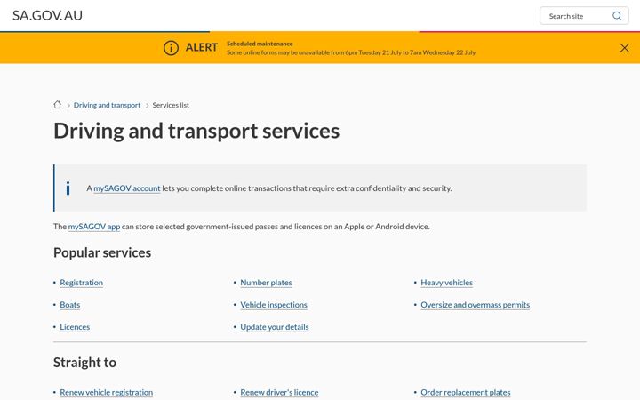 Screenshot of ezyreg.sa.gov.au