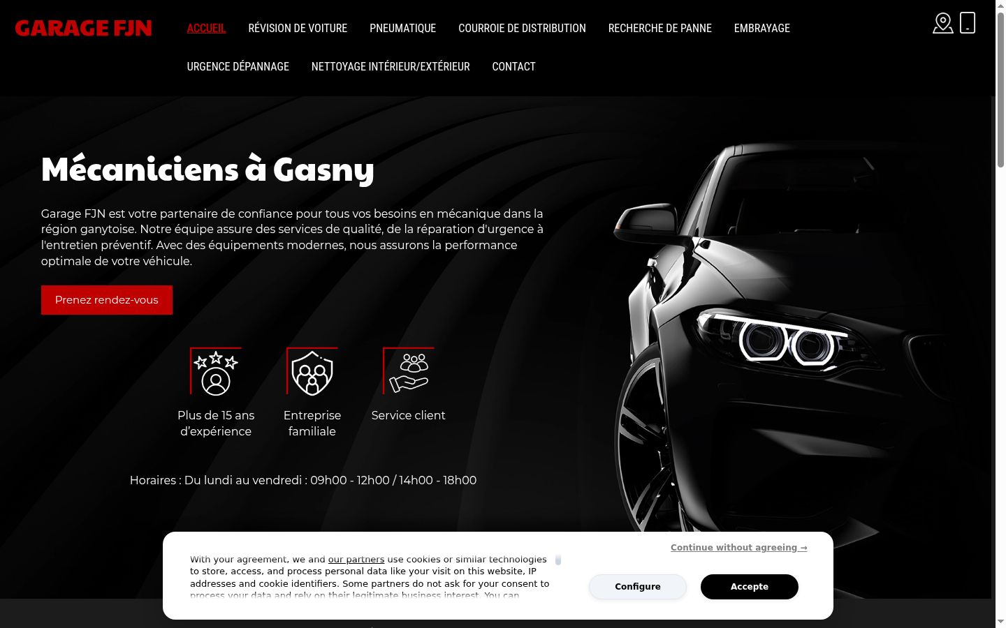 Screenshot del banner di consenso mostrato prima di qualsiasi interazione