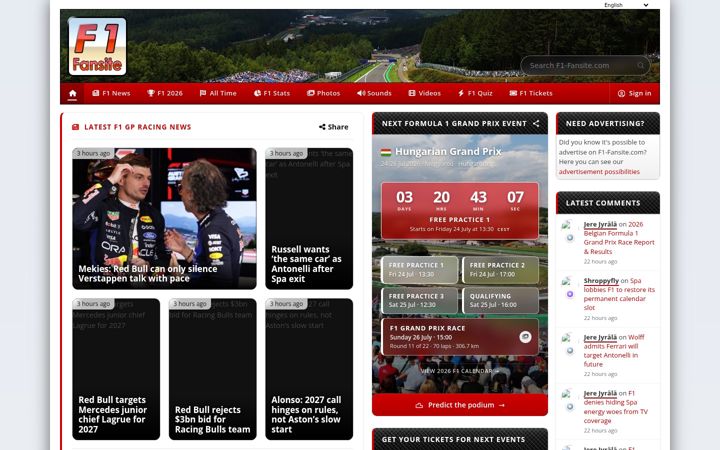 Screenshot of f1-fansite.com