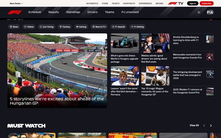 Screenshot of f1.com