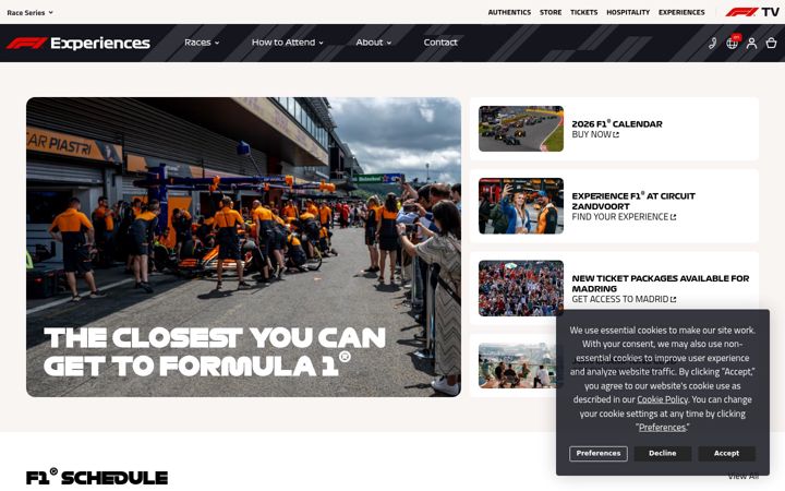 Screenshot of f1experiences.com