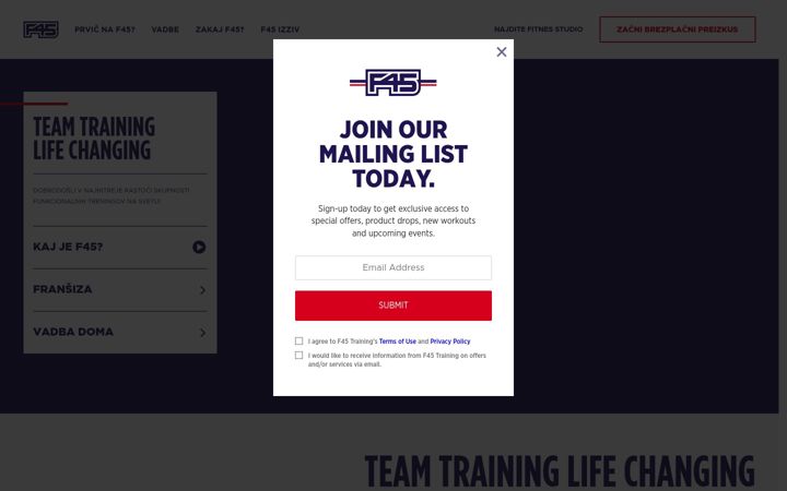 Captura de ecrã de f45training.si