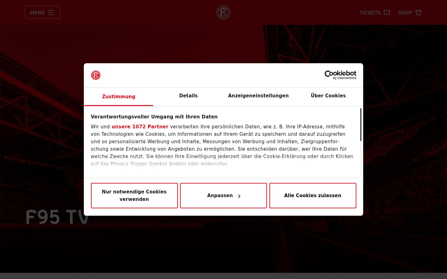 Screenshot of the consent banner shown before any interaction