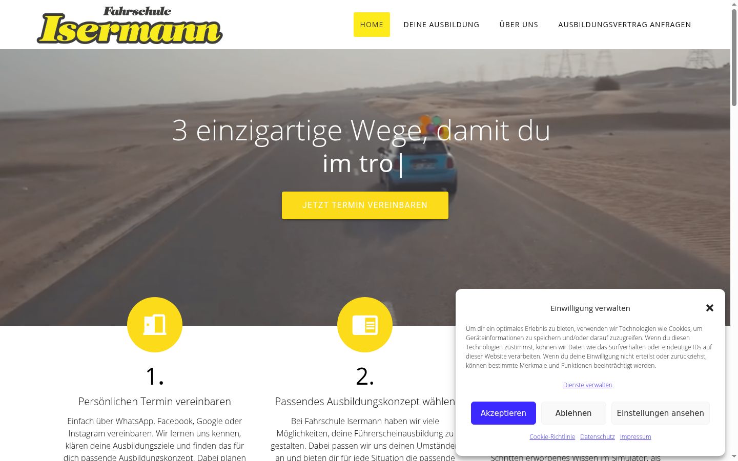 Sutikimo reklamjuostės, rodytos prieš bet kokią sąveiką, ekrano kopija