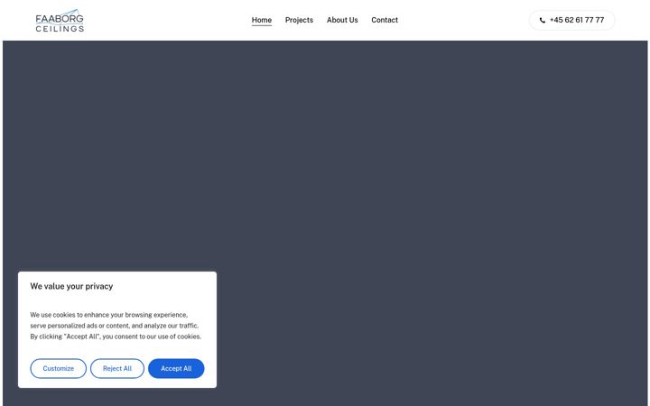 Screenshot of faaborgceilings.com