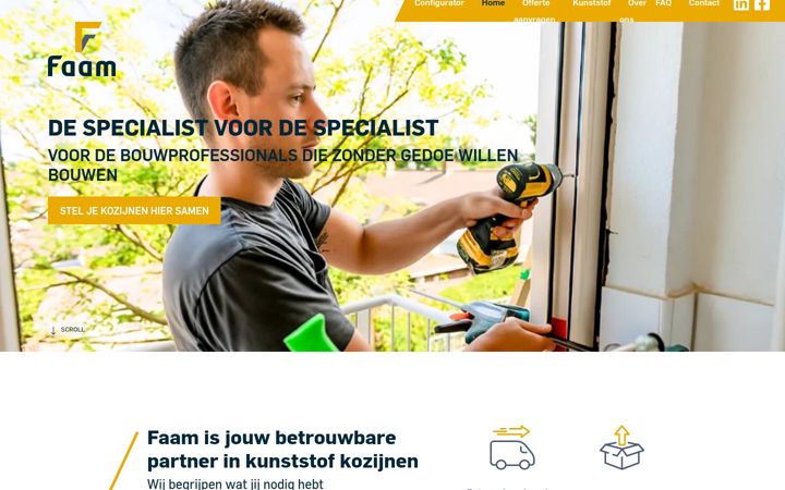 Screenshot of faam-kozijn.nl