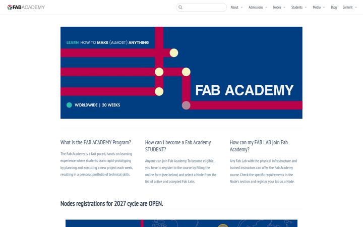 Screenshot of fabacademy.org