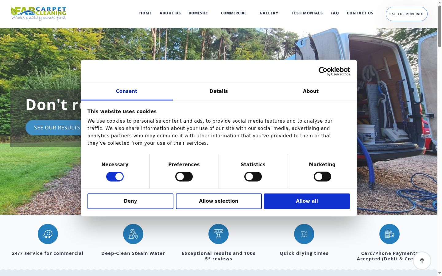 Skärmbild av samtyckesbannern som visades före någon interaktion
