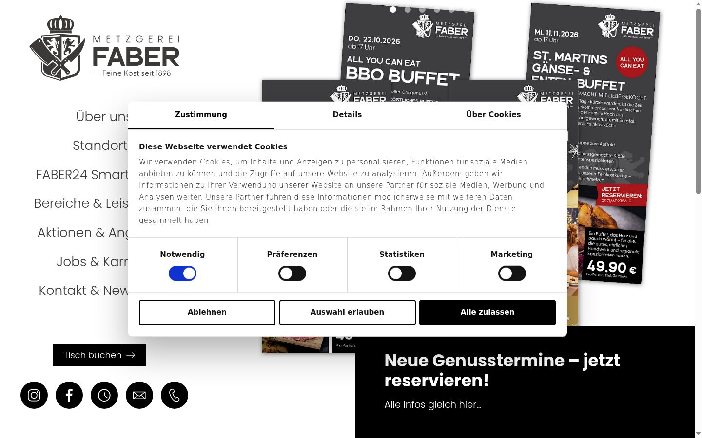Screenshot des Einwilligungsbanners vor jeglicher Interaktion