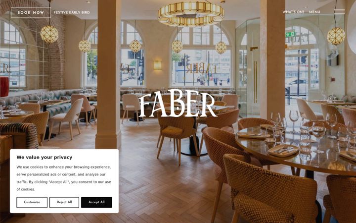 Screenshot of faberrestaurants.co.uk