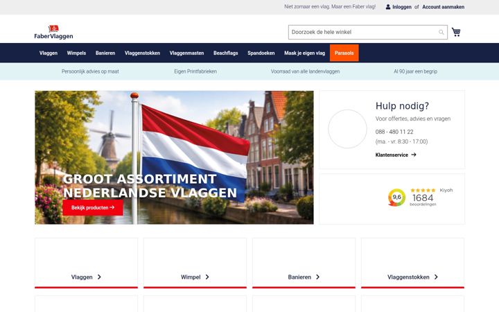 Screenshot of fabervlaggen.nl