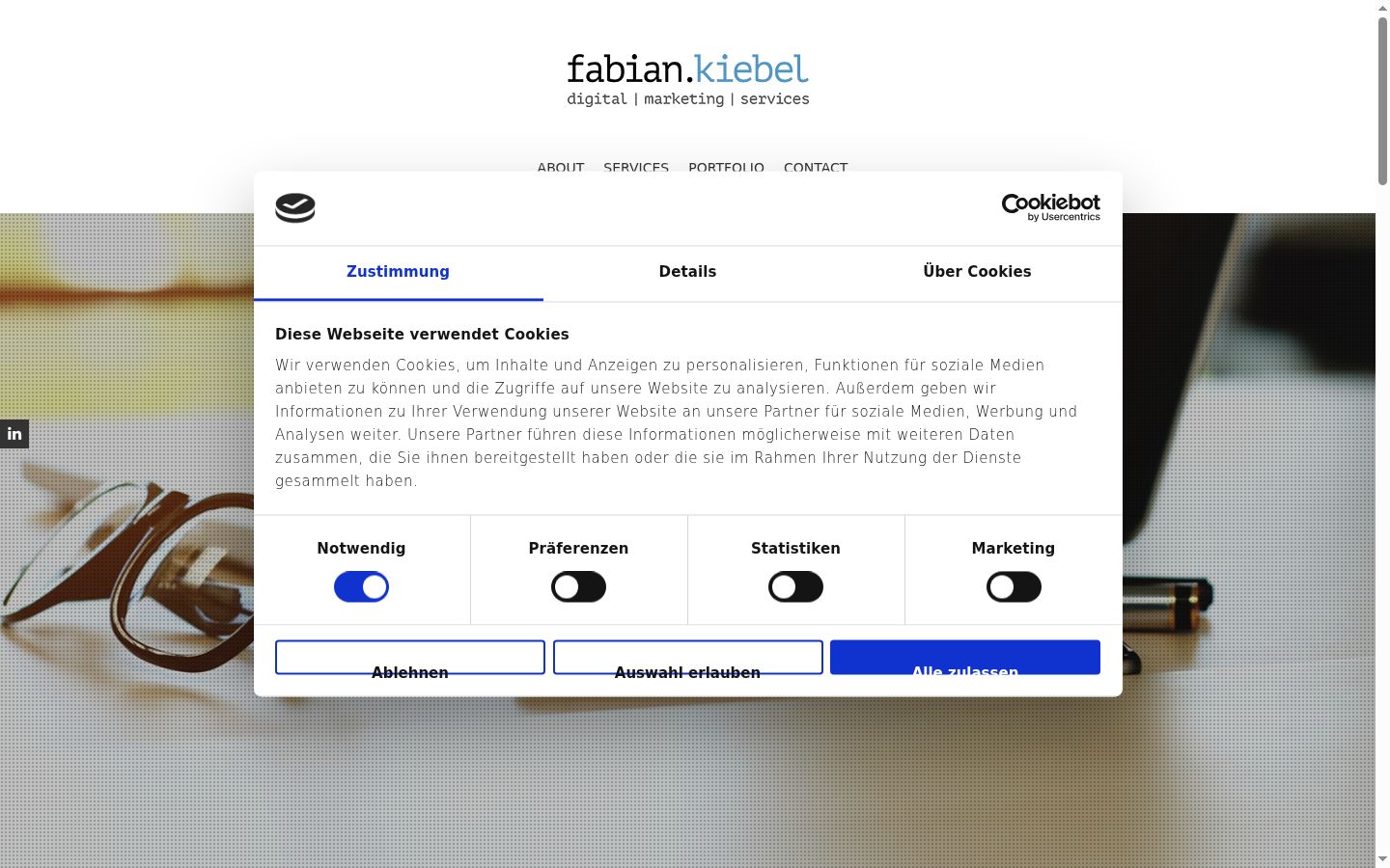 Capture d'écran de la bannière de consentement affichée avant toute interaction