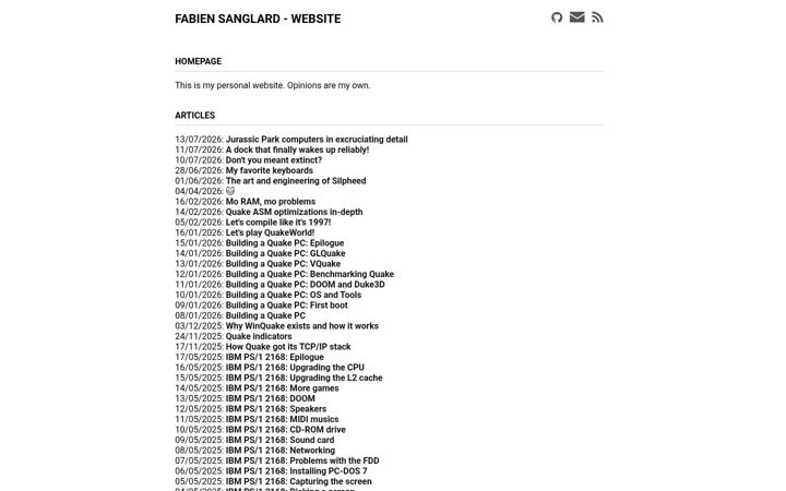 Screenshot of fabiensanglard.net