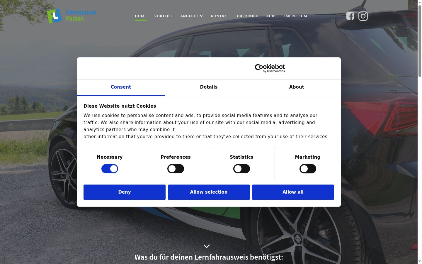 Screenshot of the consent banner shown before any interaction