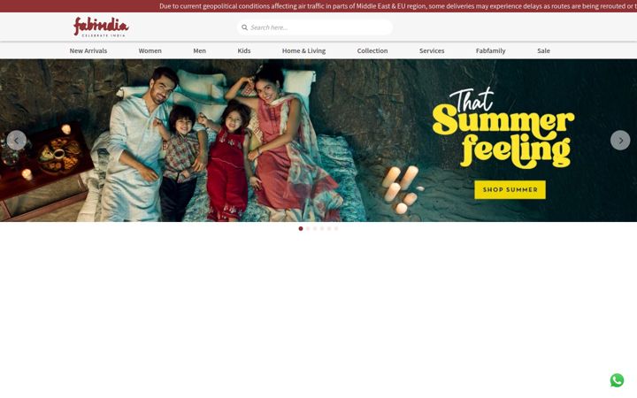 Screenshot of fabindia.com