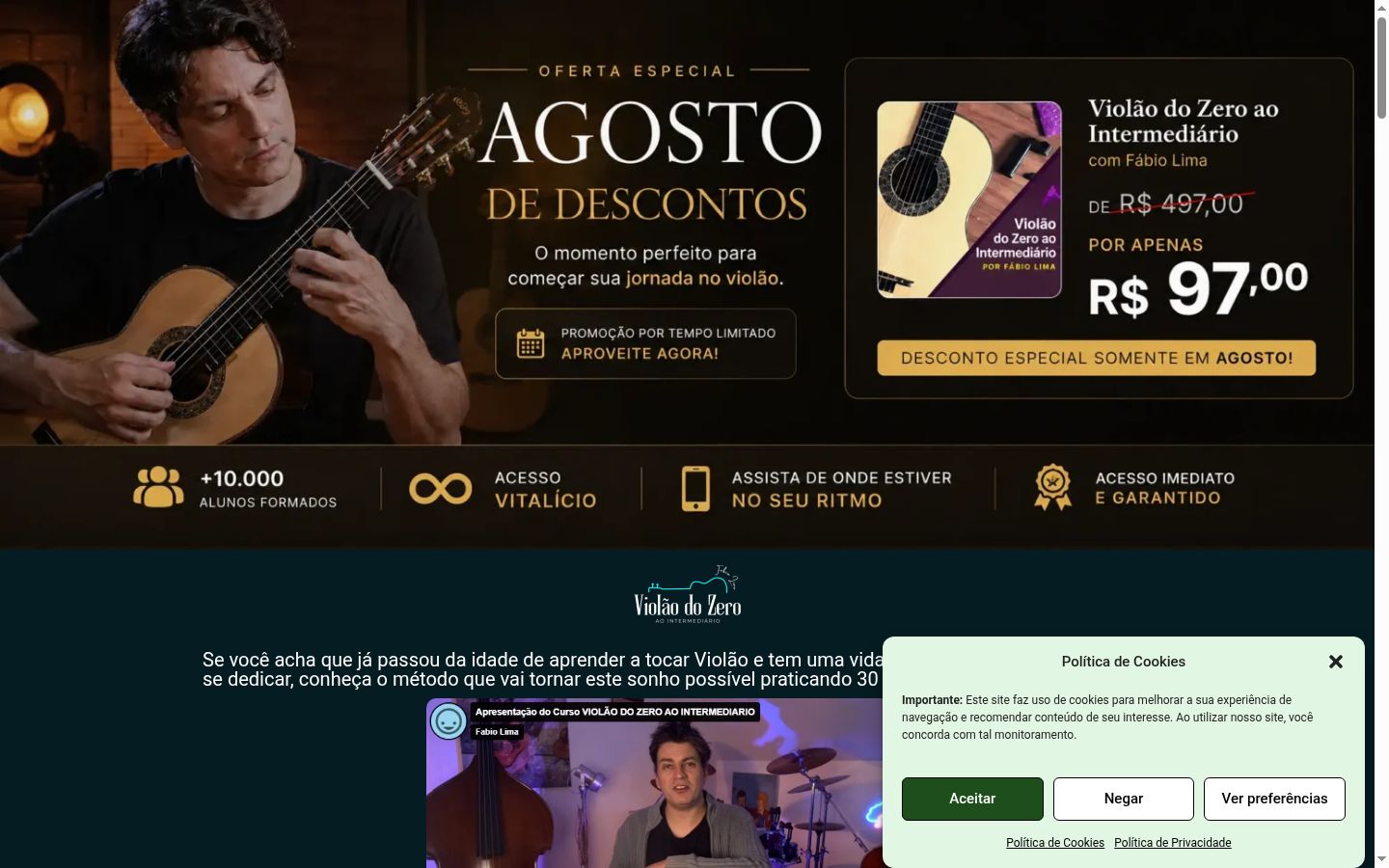 Captura de pantalla del banner de consentimiento mostrado antes de cualquier interacción