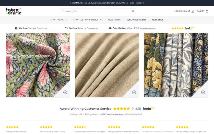 Screenshot of fabric-online.co.uk