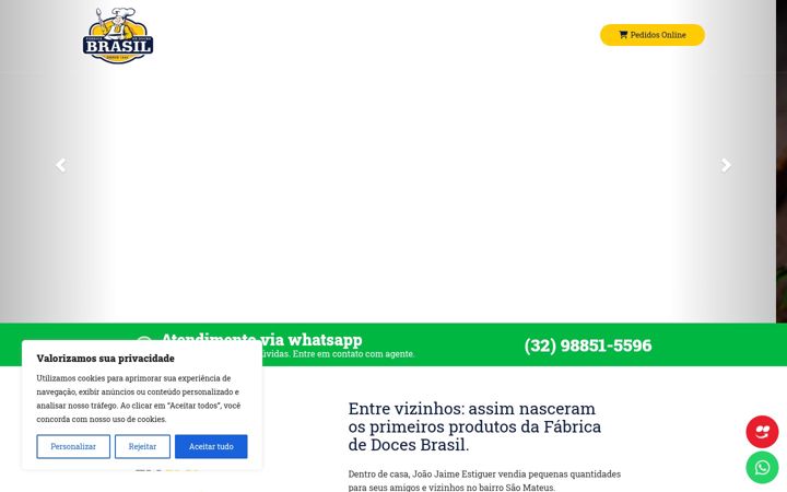Snímek obrazovky fabricadedocesbrasil.com.br