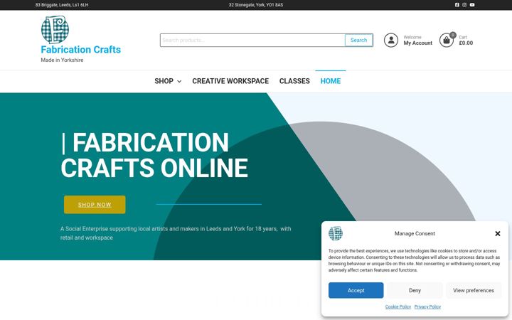 Screenshot stránky fabricationcraftsonline.co.uk