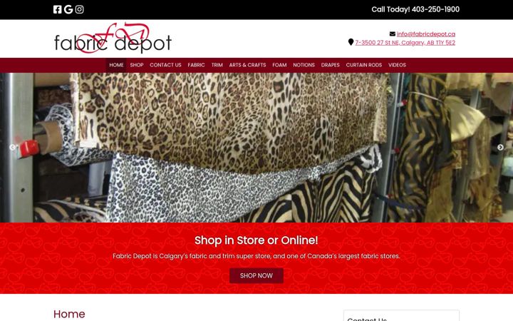 Screenshot of fabricdepot.ca
