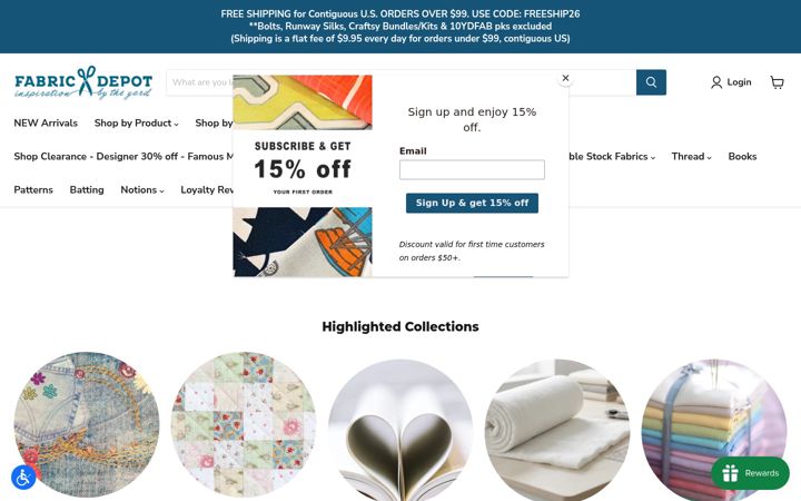 Screenshot di fabricdepot.com