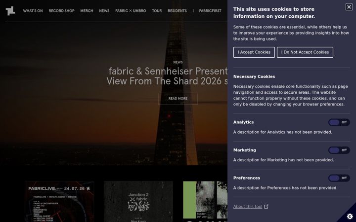 Screenshot of fabriclondon.com