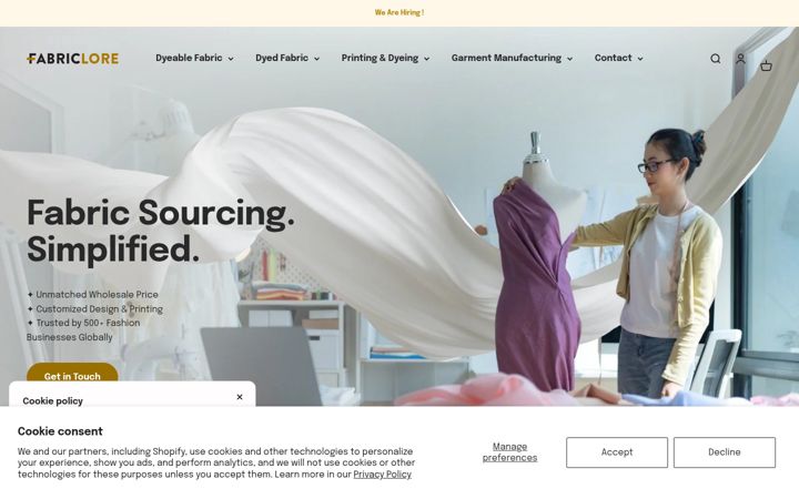 Screenshot of fabriclore.com