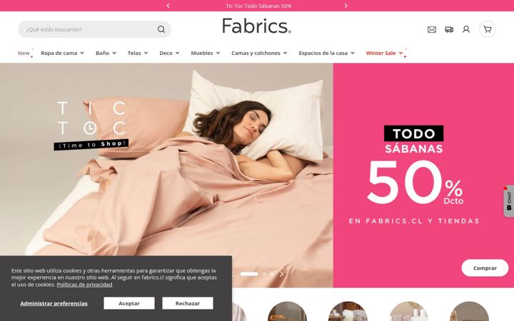 Screenshot of fabrics.cl