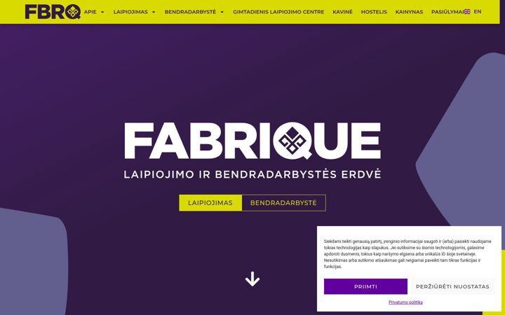 Snímek obrazovky fabrique.lt