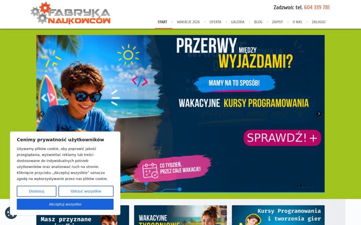 Screenshot of fabrykanaukowcow.pl