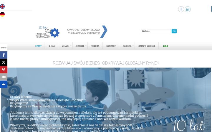 Screenshot of fabrykatlumaczen.pl