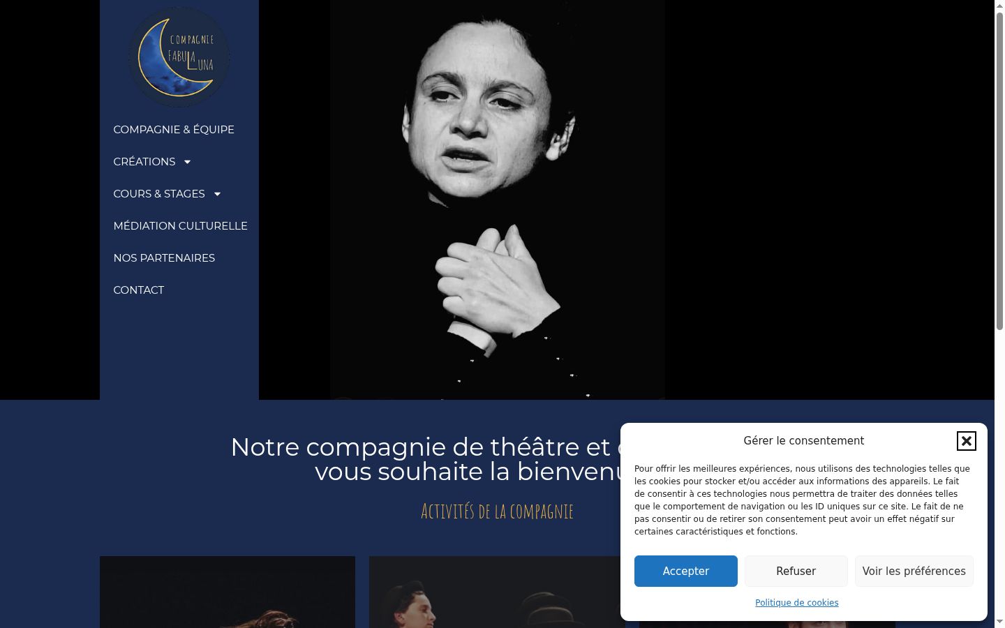 Screenshot del banner di consenso mostrato prima di qualsiasi interazione