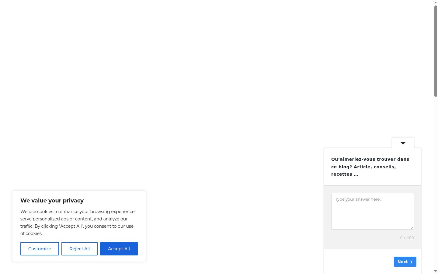 Screenshot del banner di consenso mostrato prima di qualsiasi interazione