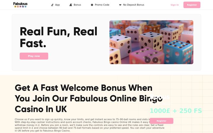 Screenshot of fabulousbingo.org
