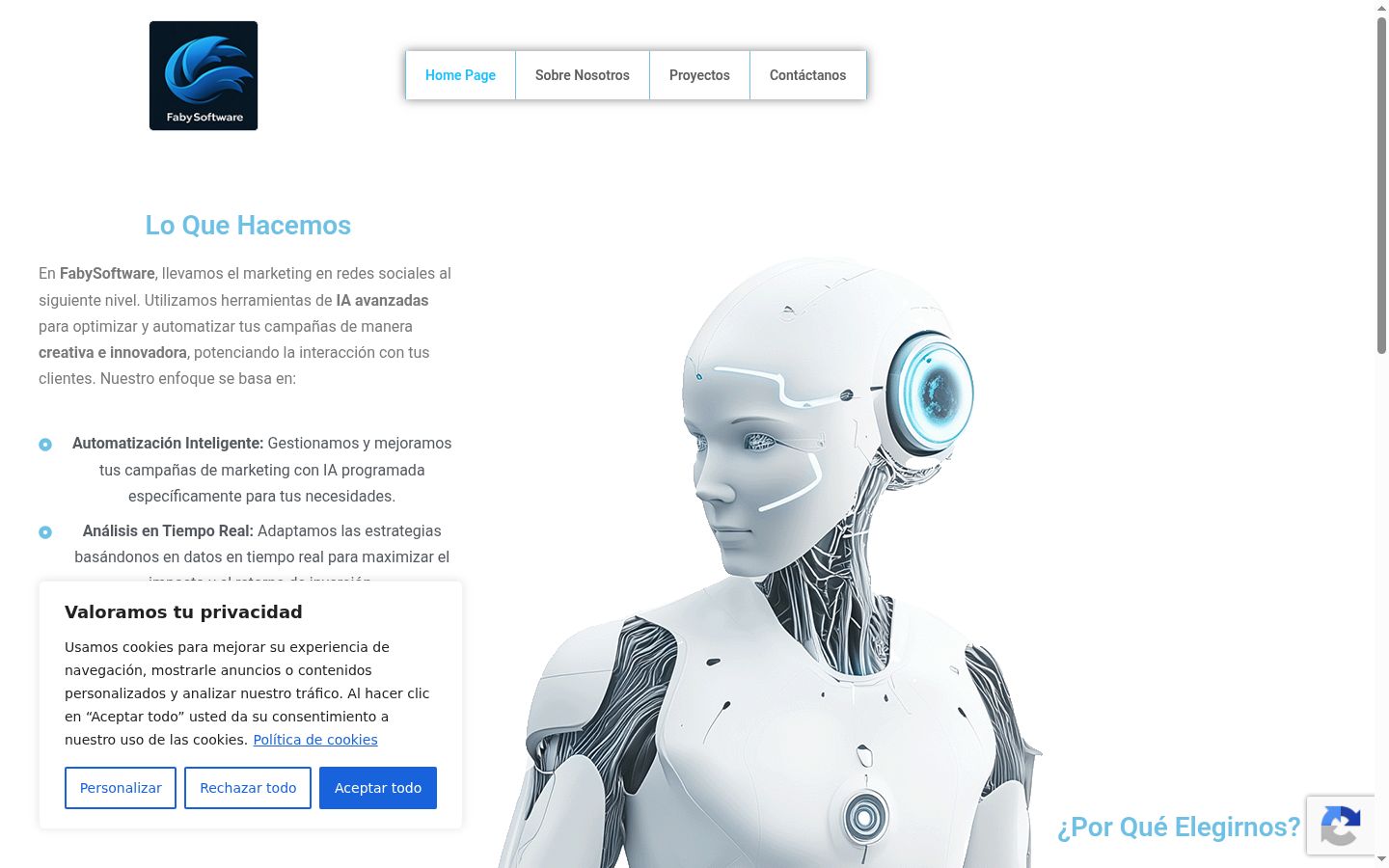 Captura de ecrã do banner de consentimento apresentado antes de qualquer interação