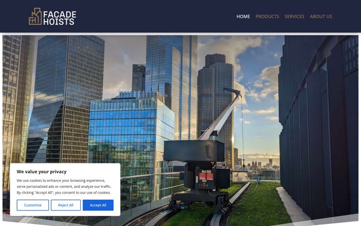 Screenshot of facadehoists.com