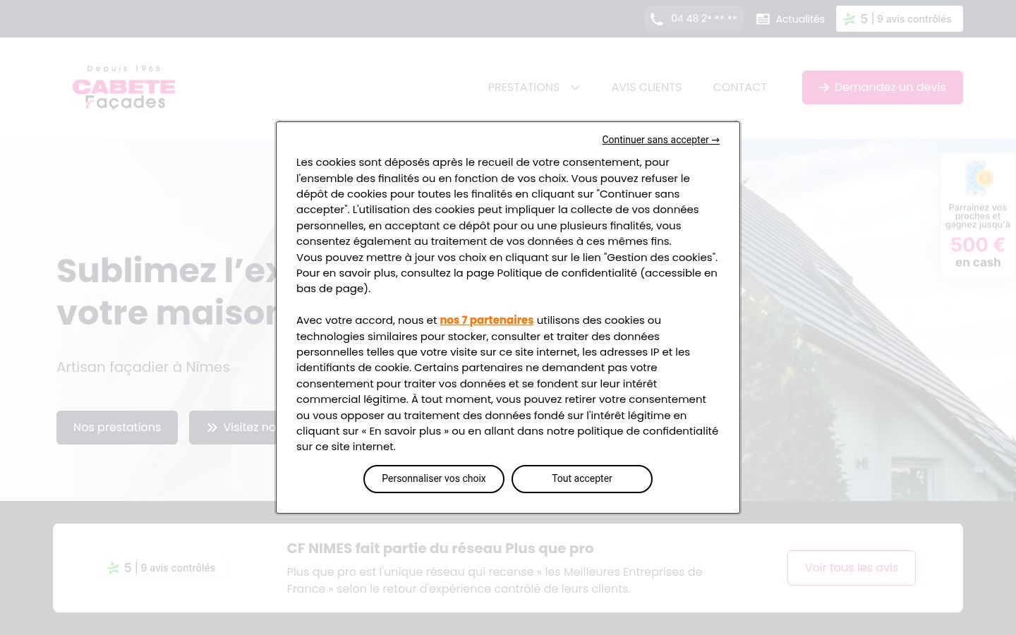 Screenshot of the consent banner shown before any interaction