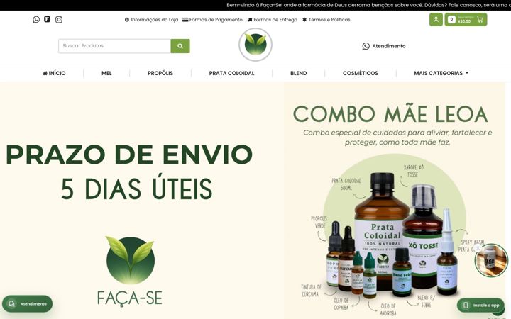 Screenshot of facasecuidadosnaturais.com.br