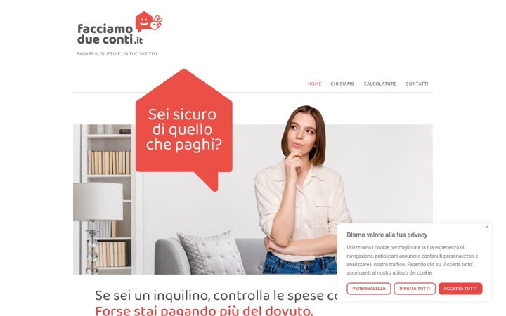 Screenshot of facciamodueconti.it